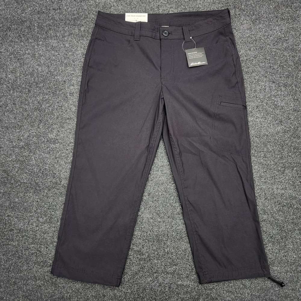 Eddie Bauer Womens 6 Black Rainier Capri Cropped Hiking Pants Utility Outdoor